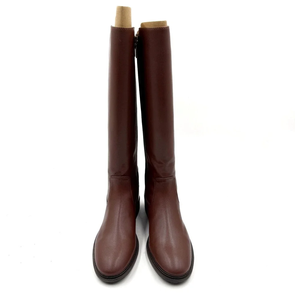 Coach Faith Riding Boots Walnut Brown Leather Lug Knee High Sole Sz 9 - Picture 4 of 11